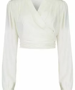 Rock N Romance Darla Long Sleeve 40's Wrap Blouse Antique White