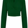 Rock N Romance Darla Long Sleeve 40's Wrap Blouse Green