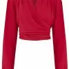 New In Rock N Romance Darla Long Sleeve 40's Wrap Blouse Red