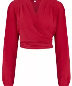 New In Rock N Romance Darla Long Sleeve 40's Wrap Blouse Red
