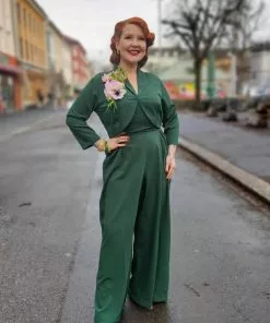 Rock N Romance Lana 50's Jumpsuit & Bolero Dark Green