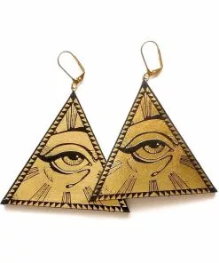 Rosita Bonita All Seeing Eye Pyramid Earrings Gold
