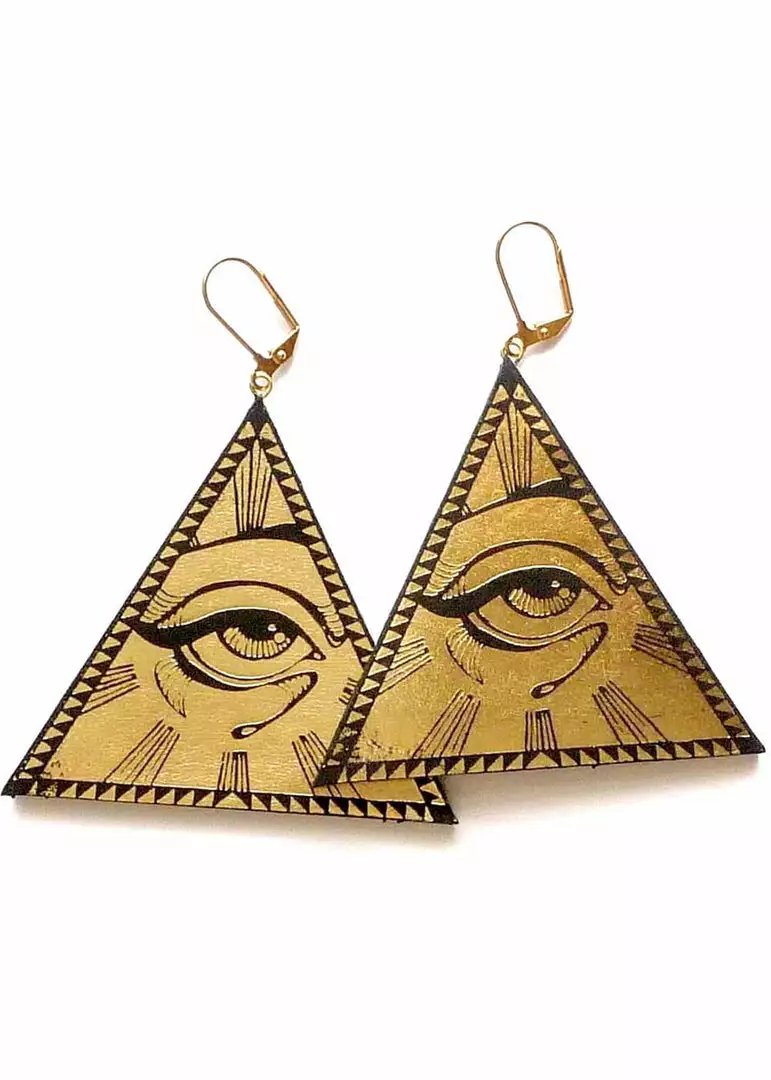 Rosita Bonita All Seeing Eye Pyramid Earrings Gold 3 Rosita Bonita All Seeing Eye Pyramid Earrings Gold