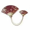 New In Rosita Bonita Double Fan Brooch Oxblood