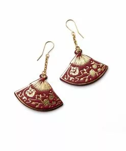 New In Rosita Bonita Fan Earrings Oxblood Red