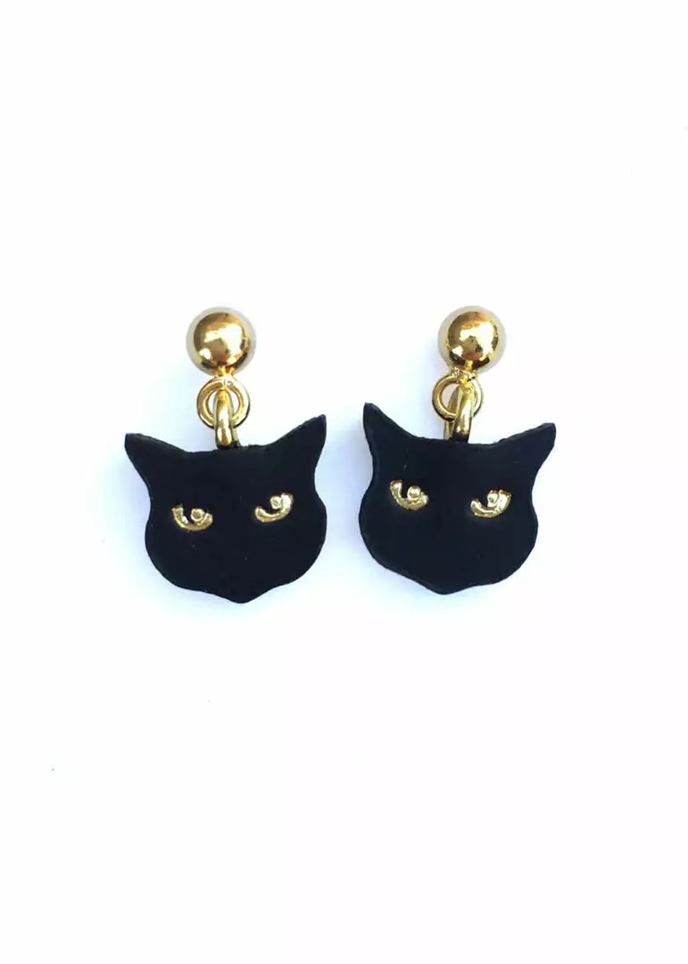 New In Rosita Bonita Little Black Cat Drop Earrings 3 New In Rosita Bonita Little Black Cat Drop Earrings