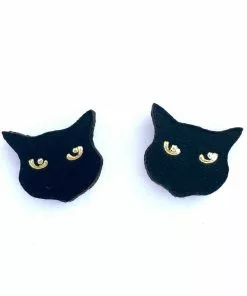 New In Rosita Bonita Little Black Cat Stud Earrings