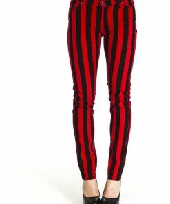 Run And Fly Madmen Skinny Jeans Black Red New In
