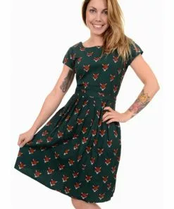 Run And Fly Counting Fox Heads 50's Dress New In 7 Run And Fly Counting Fox Heads 50's Dress New In
