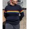 New In Run And Fly Rainbow Vibe 70's Jumper Navy Blue