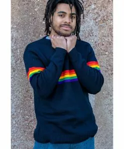 New In Run And Fly Rainbow Vibe 70's Jumper Navy Blue 9 New In Run And Fly Rainbow Vibe 70's Jumper Navy Blue