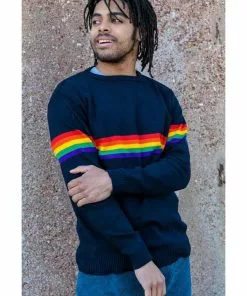 New In Run And Fly Rainbow Vibe 70's Jumper Navy Blue 10 New In Run And Fly Rainbow Vibe 70's Jumper Navy Blue