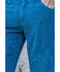 New In Run And Fly Heren Hendrix Corduroy 70's Flare Trousers Ink Blue