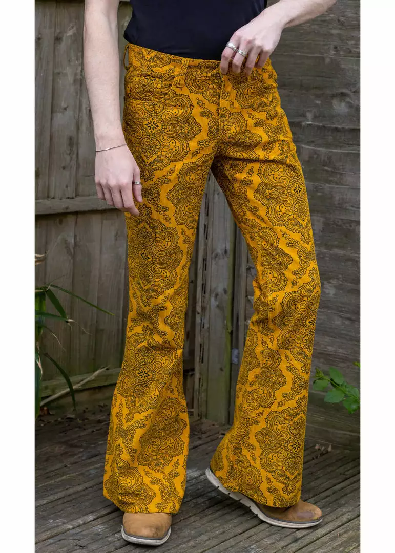 Run And Fly Run & Fly Heren Hendrix Corduroy 70's Flare Trousers Gold 3 Run And Fly Run & Fly Heren Hendrix Corduroy 70's Flare Trousers Gold