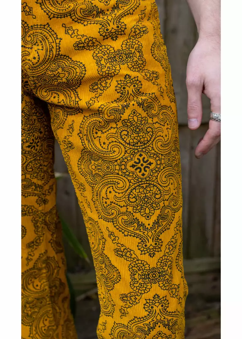 Run And Fly Run & Fly Heren Hendrix Corduroy 70's Flare Trousers Gold 7 Run And Fly Run & Fly Heren Hendrix Corduroy 70's Flare Trousers Gold