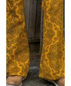 Run And Fly Run & Fly Heren Hendrix Corduroy 70's Flare Trousers Gold