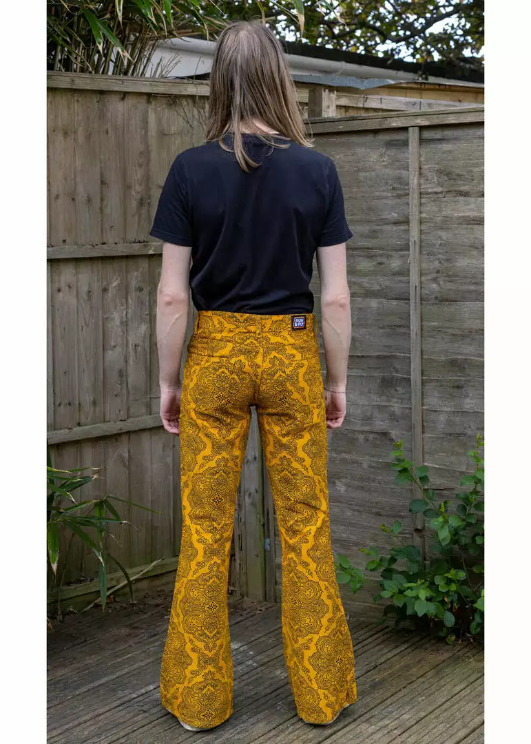 Run And Fly Run & Fly Heren Hendrix Corduroy 70's Flare Trousers Gold 9 Run And Fly Run & Fly Heren Hendrix Corduroy 70's Flare Trousers Gold