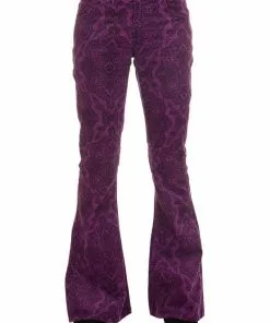 Run And Fly Run & Fly Mens Hendrix Corduroy 70's Flared Trousers Purple