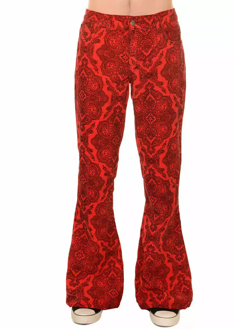 Run And Fly Run & Fly Mens Hendrix Corduroy 70's Flared Trousers Red New In 3 Run And Fly Run & Fly Mens Hendrix Corduroy 70's Flared Trousers Red New In