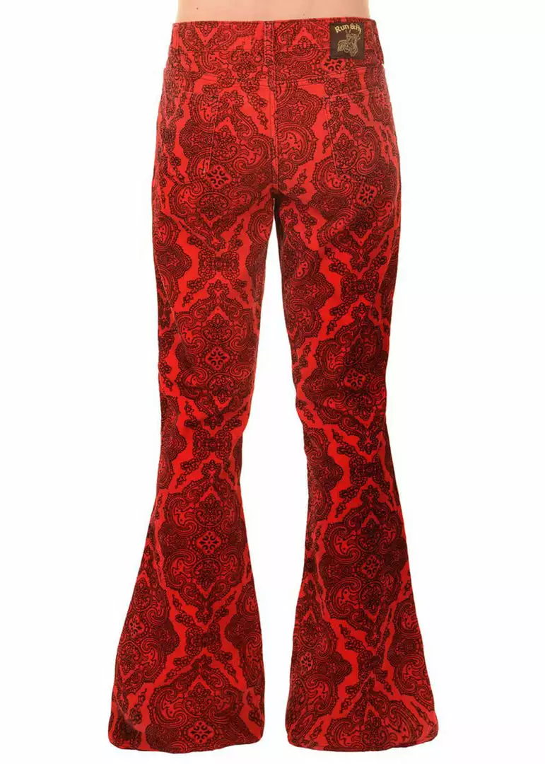 Run And Fly Run & Fly Mens Hendrix Corduroy 70's Flared Trousers Red New In 5 Run And Fly Run & Fly Mens Hendrix Corduroy 70's Flared Trousers Red New In
