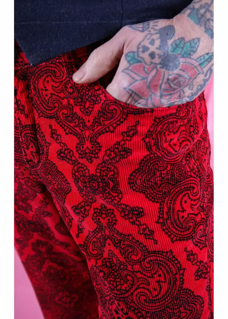 Run And Fly Run & Fly Mens Hendrix Corduroy 70's Flared Trousers Red New In 8 Run And Fly Run & Fly Mens Hendrix Corduroy 70's Flared Trousers Red New In