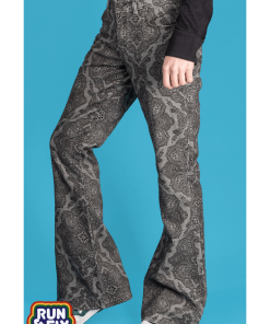 Run And Fly Run & Fly Mens Hendrix Corduroy 70's Flared Trousers Silver