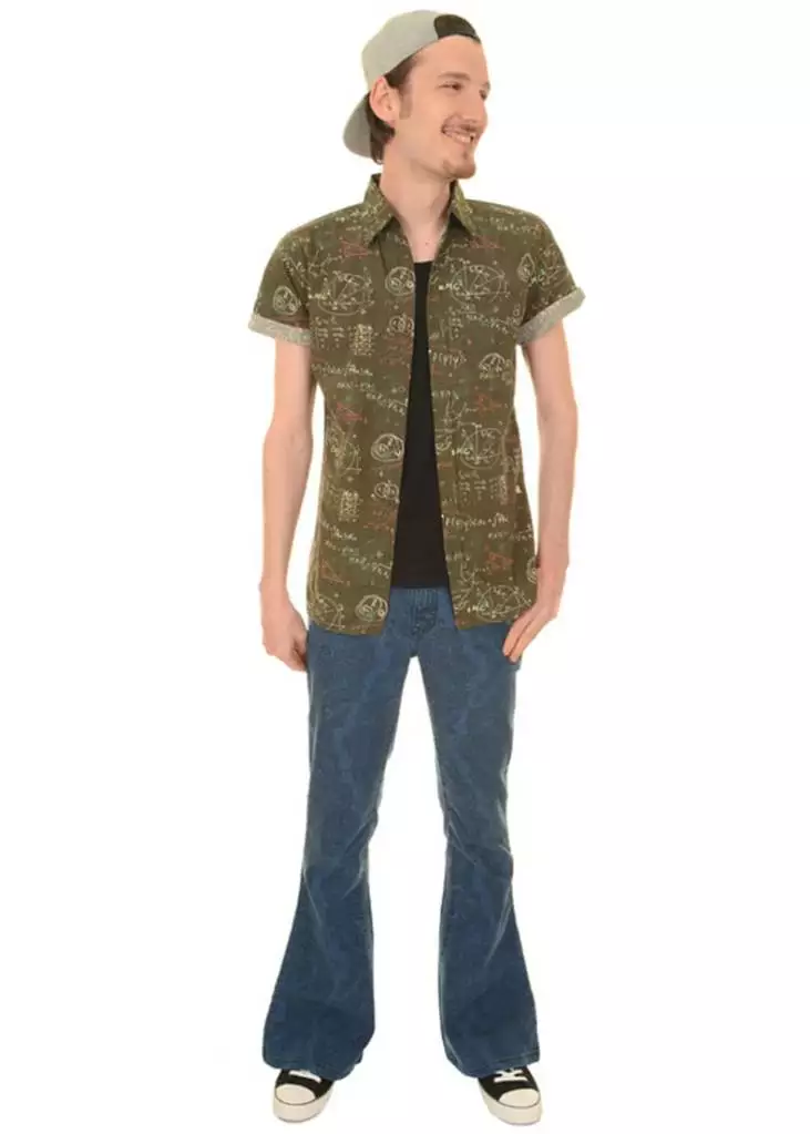 New In Run And Fly Mens Chalkboard 70's Shirt Grey 5 New In Run And Fly Mens Chalkboard 70's Shirt Grey