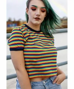 Run And Fly Run & Fly Rainbow Crop T-Shirt Multicolour New In