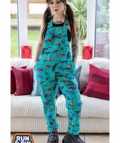 Run And Fly Run & Fly Adventure Dinosaur Twill 70's Dungarees Jade