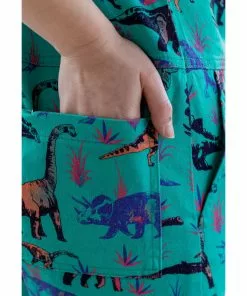 Run And Fly Run & Fly Adventure Dinosaur Twill 70's Dungarees Jade
