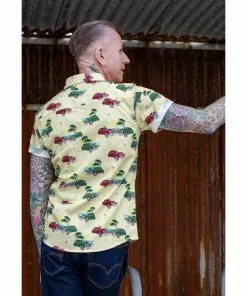 Run And Fly New In Run & Fly Mens Cuban Cars Shirt Yellow 11 Run And Fly New In Run & Fly Mens Cuban Cars Shirt Yellow