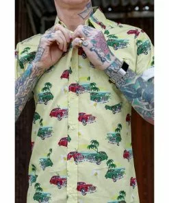 Run And Fly New In Run & Fly Mens Cuban Cars Shirt Yellow 9 Run And Fly New In Run & Fly Mens Cuban Cars Shirt Yellow