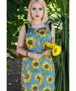 Run And Fly Sunflowers Pinafore 60's Dress New In