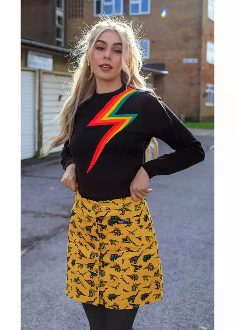 Run And Fly Run & Fly Rainbow Thunderbolt Crop Jumper Black 5 Run And Fly Run & Fly Rainbow Thunderbolt Crop Jumper Black