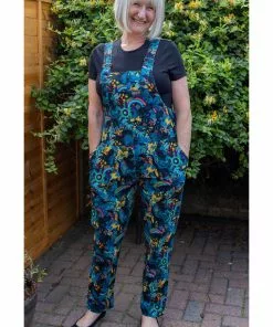 New In Run And Fly Dinosaur Rainbow 60's Dungarees Black