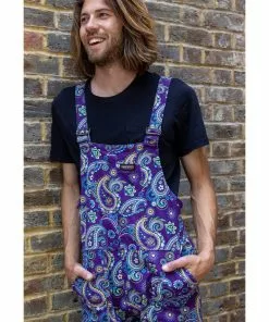 Run And Fly Run & Fly Paisley Twill 70's Dungarees Purple New In 9 Run And Fly Run & Fly Paisley Twill 70's Dungarees Purple New In