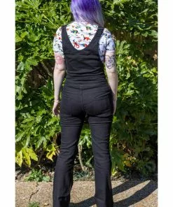Run And Fly 70's Flared Dungarees Black 8 Run And Fly 70's Flared Dungarees Black