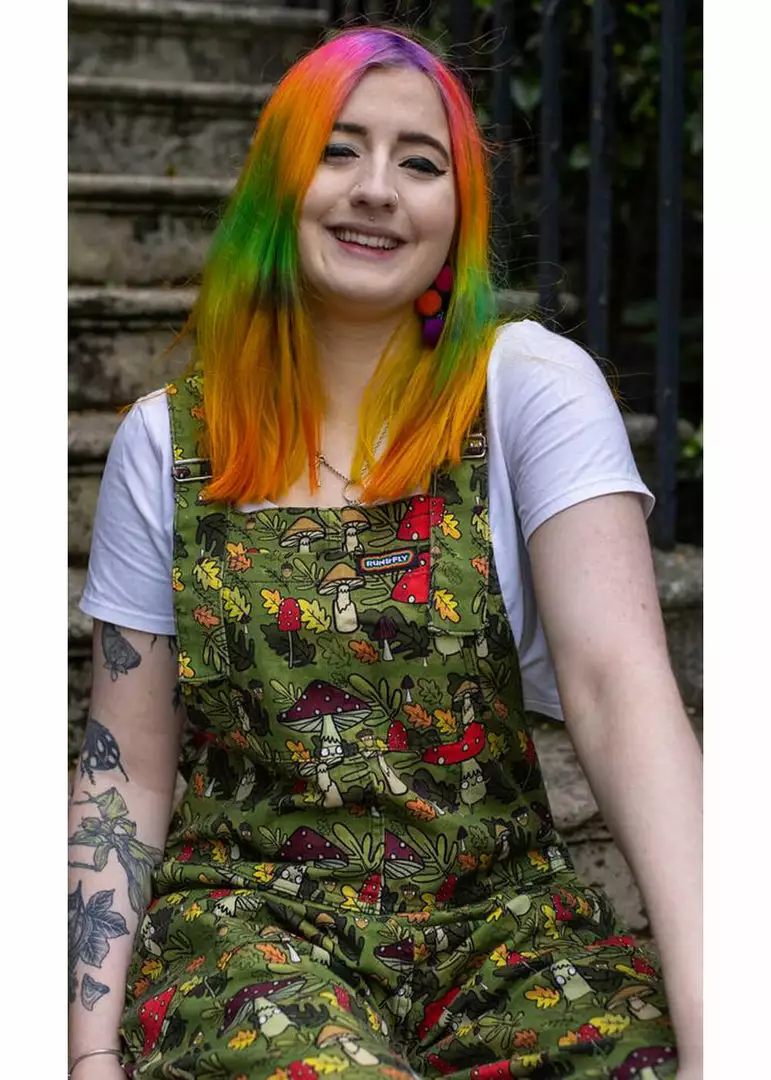 Run And Fly Run & Fly Katie Abey Mushroom Dungarees Green New In 5 Run And Fly Run & Fly Katie Abey Mushroom Dungarees Green New In