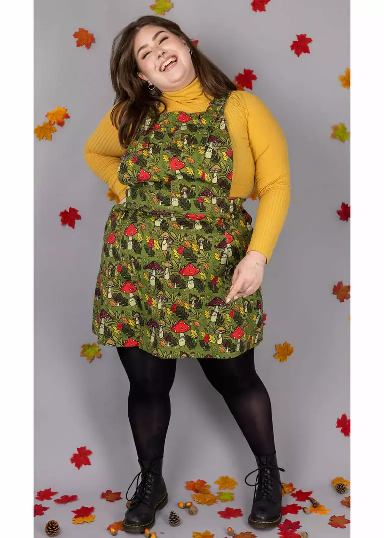 Run And Fly Run & Fly Katie Abey Mushroom Pinafore 60's Dress Green New In 3 Run And Fly Run & Fly Katie Abey Mushroom Pinafore 60's Dress Green New In