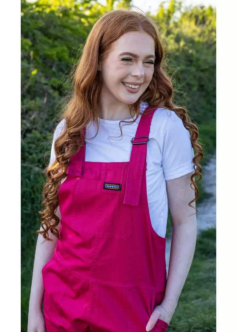 Run And Fly New In Run & Fly Lightweight Twill 70's Dungarees Fuchsia 4 Run And Fly New In Run & Fly Lightweight Twill 70's Dungarees Fuchsia