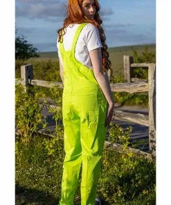 Run And Fly Run & Fly Lightweight Twill 70's Dungarees Lime Green New In