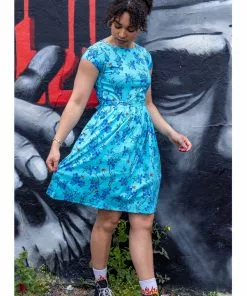 Run And Fly New In Run & Fly Cherry Blossom 50's Swing Dress Blue
