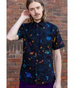 Run And Fly Run & Fly Mens Cosmic Space Shirt Black