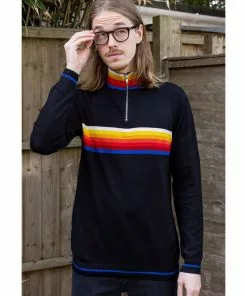 Run And Fly Run & Fly Retro Zip 70's Jumper Black New In