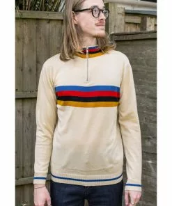 Run And Fly New In Run & Fly Retro Zip 70's Jumper Cream