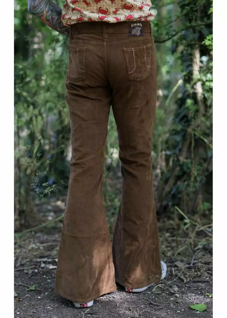 Run And Fly New In Run & Fly Mens Tobacco Corduroy 70's Flared Trousers Brown 4 Run And Fly New In Run & Fly Mens Tobacco Corduroy 70's Flared Trousers Brown