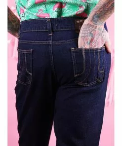 Run And Fly New In Run & Fly Mens Indigo Denim 70's Flared Trousers Blue