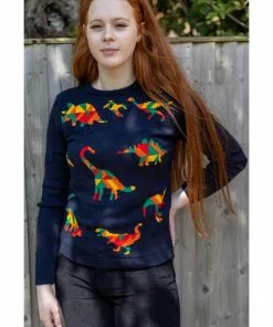 Run And Fly Geo Rainbow Dinoaur 60's Jumper Navyblue 8 Run And Fly Geo Rainbow Dinoaur 60's Jumper Navyblue