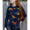 Run And Fly Geo Rainbow Dinoaur 60's Jumper Navyblue 2 Run And Fly Geo Rainbow Dinoaur 60's Jumper Navyblue