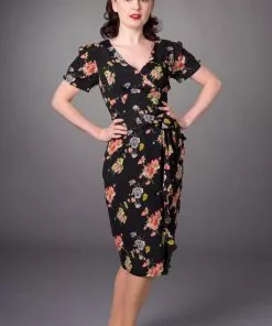 The Seamstress Of Bloomsbury New In Seamstress Of Bloomsbury Lilian Mayflower 40's Crepe Dress Black